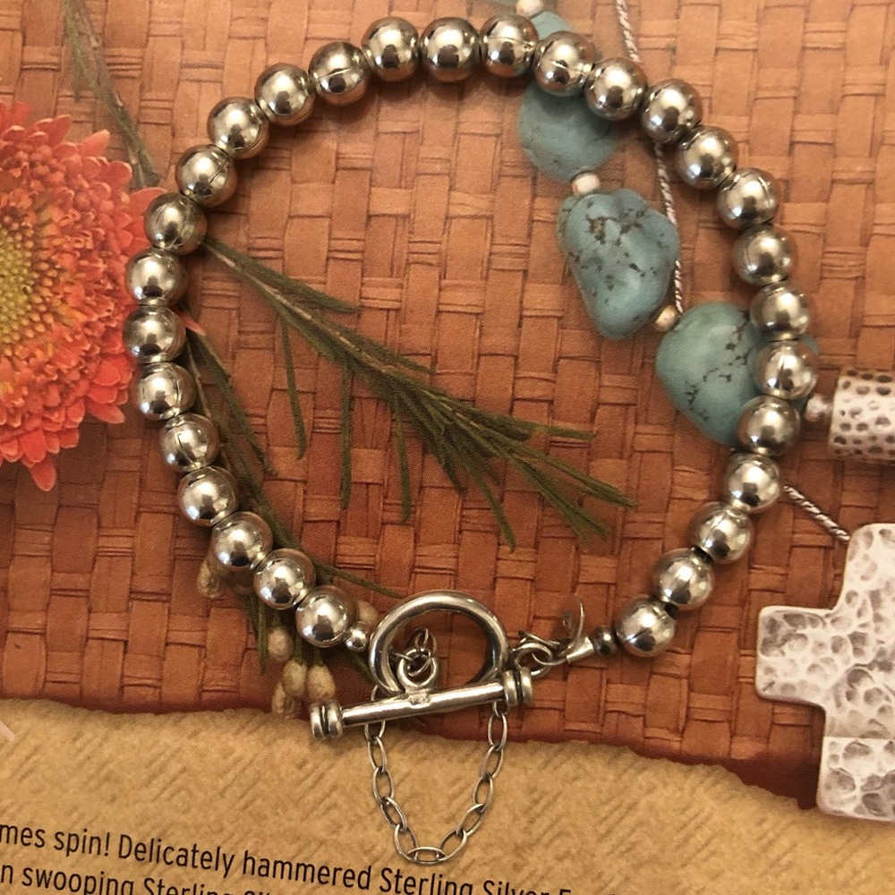 Vintage Silpada Sterling Silver Bead Ball Toggle Clasp Bracelet B0059 - Picture 5 of 9